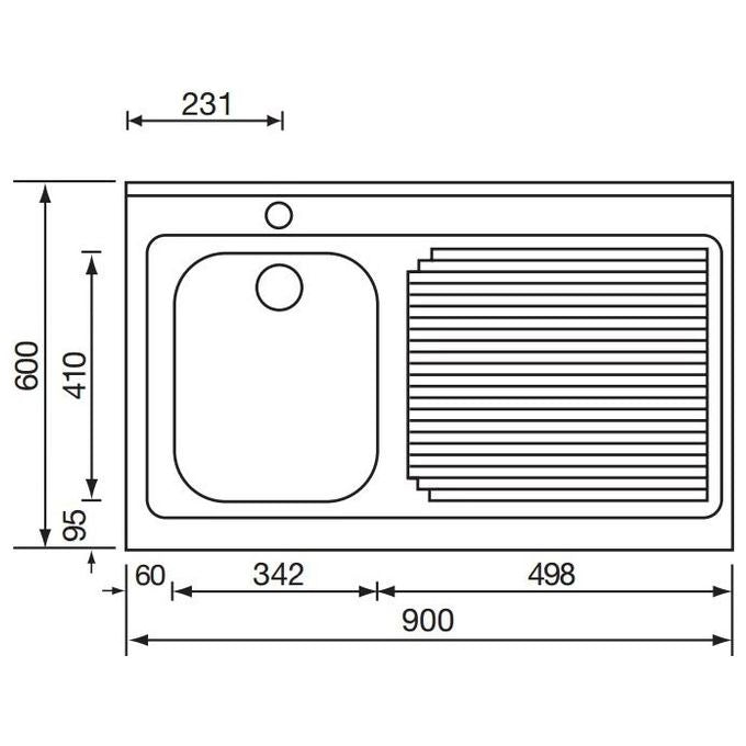 CM 031133DCSSX Serie IX Rossana Appoggio Lavello Acciaio inox da incasso Gocciolatoio a Sinistra 1 Vasca 90X60cm