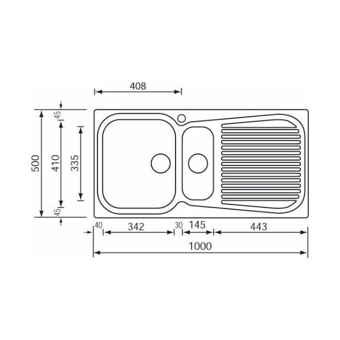 CM 011645SCSSP Lavello IX Matico 3'' 100X50 2 vasche a sinistra