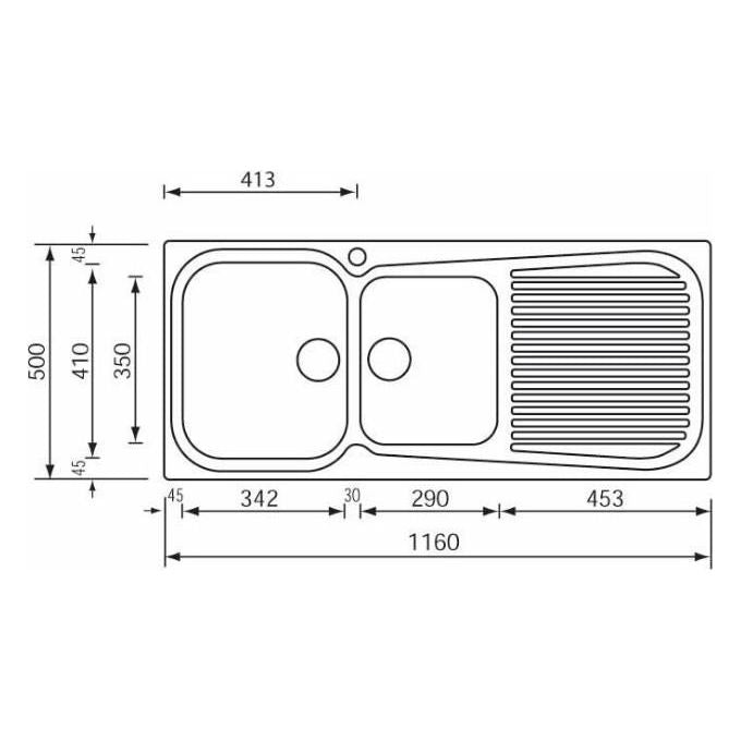 CM 011647SCSSP Serie Matico 3'' Lavello Acciaio inox satinato da incasso Gocciolatoio a Destra 2 vasche 116X50cm