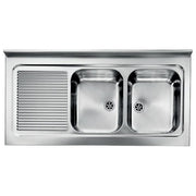CM 031137DCSSX Serie IX Rossana Appoggio Lavello Acciaio inossidabile satinato da incasso Gocciolatoio a Sinistra 2 Vasche 120x60cm