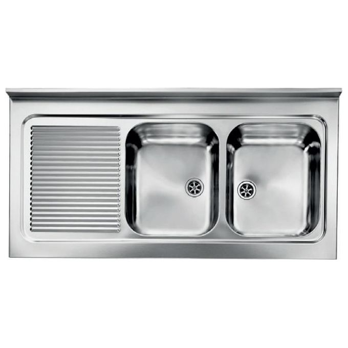 CM 031137DCSSX Serie IX Rossana Appoggio Lavello Acciaio inossidabile satinato da incasso Gocciolatoio a Sinistra 2 Vasche 120x60cm