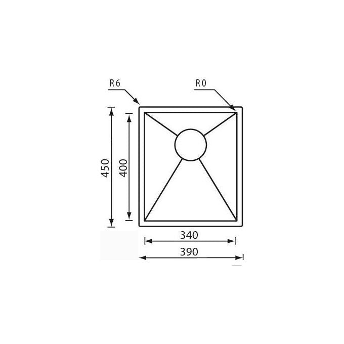 CM 011917XCSSP Lavello IX Filo Quadra 3'' 39X45X5