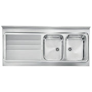 CM 031138DCSSX Serie IX Rossana Appoggio Lavello Acciaio inossidabile Satinato da incasso Gocciolatoio a Sinistro 2 Vasche 135X60cm