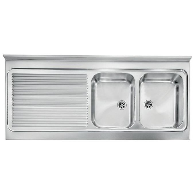 CM 031138DCSSX Serie IX Rossana Appoggio Lavello Acciaio inossidabile Satinato da incasso Gocciolatoio a Sinistro 2 Vasche 135X60cm