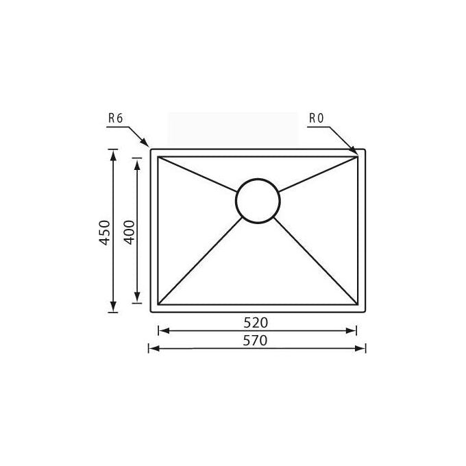 CM 011918XCSSP Serie  Filo Quadra 3'' Lavello Acciaio inox satinato da incasso sottotop 1 vasca 57x45cm