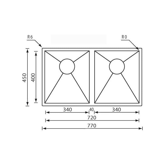 CM 011929XCSSP Lavello IX Filo Quadra 3'' 77X45X19 2 Vasche