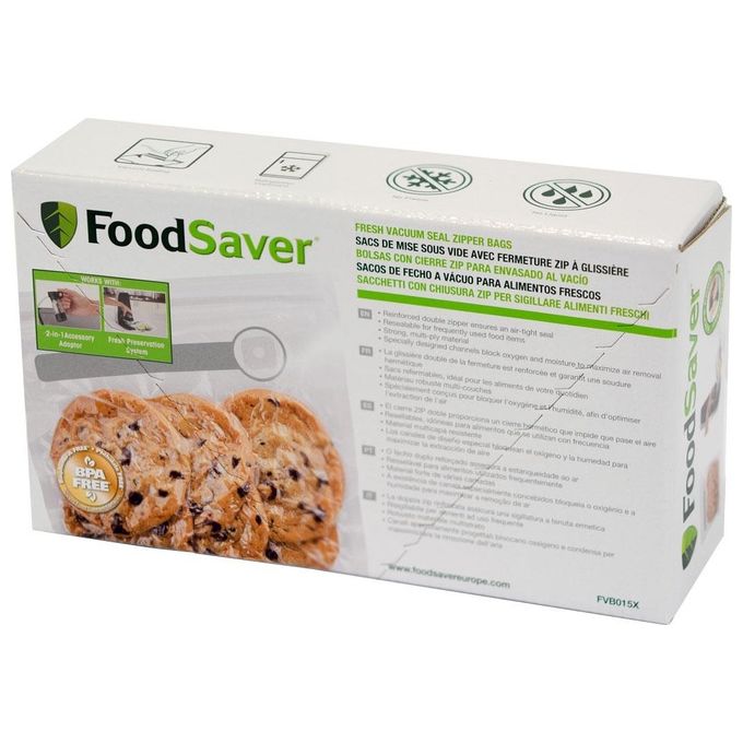 Foodsaver Busta 26 Sacchetti 20x22cm con Zip Riutilizzabili