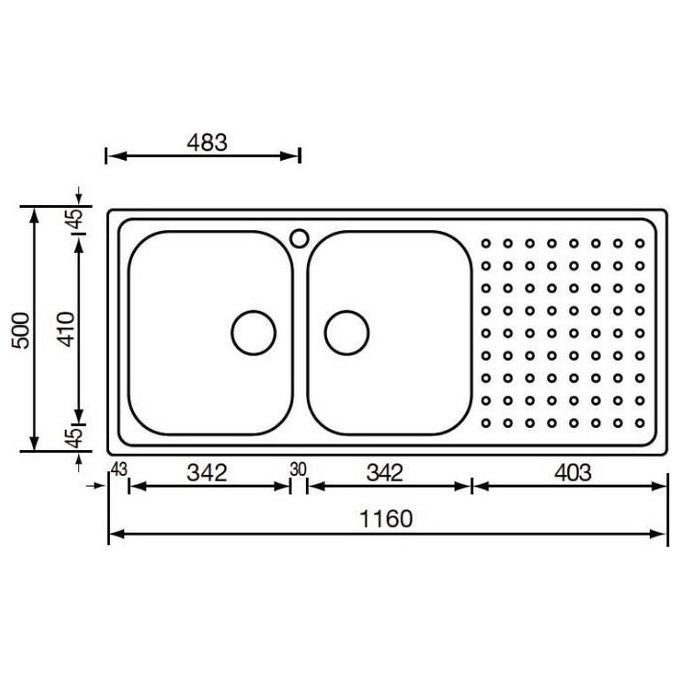 CM 011107DCSSP Lavello IX Punto Plus 3'' 116X50 2 vasche a destra