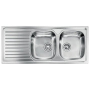 CM 010447DCSSX Serie Siros 3'' Lavello Acciaio inox Spazzolato da incasso Gocciolatoio a Sinistra 2 vasche 116X50cm