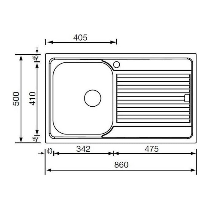 CM 011203DCSSP Lavello IX Filoslim 3'' 86X50 1 Vasca a destra