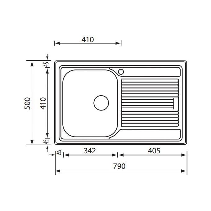 CM 011291DCSSX Lavello IX Zenith 3'' 79X50 1 Vasca a destra