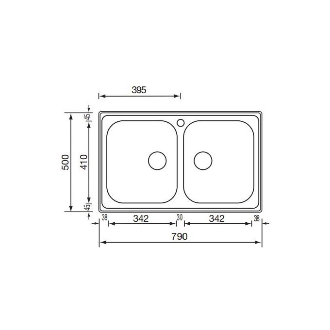 CM 011292XCSSX Lavello IX Zenith 3'' 79X50 2 Vasche