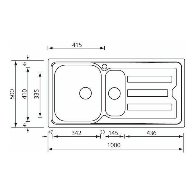 CM Lavello IX Cristal 3'' 100X50 2 vasche a destra