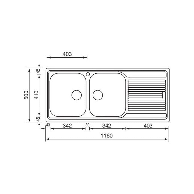 CM Lavello IX Zenith 3'' 116X50 2 vasche a sinistra
