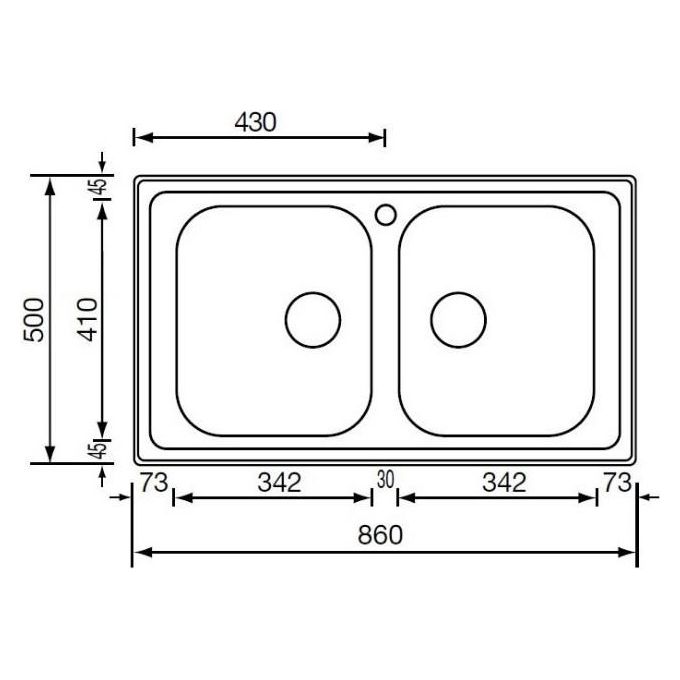 CM 011224XCSSP Serie Zenith 210 3'' Lavello Acciaio inossidabile da incasso 2 Vasche 86X50cm