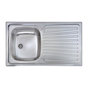 CM 011543SCSSX Serie Mondial 3'' Lavello Acciaio Inox Spazzolato da Incasso Gocciolatoio a Destra 1 Vasca 86X50cm