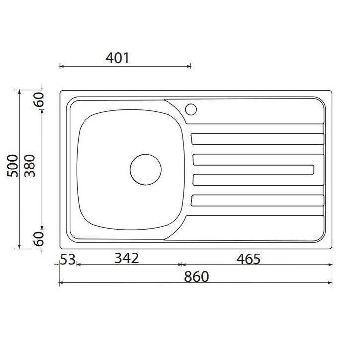 CM 010843DCSSX Lavello IX Nihal 3'' 86X50 1 Vasca a destra