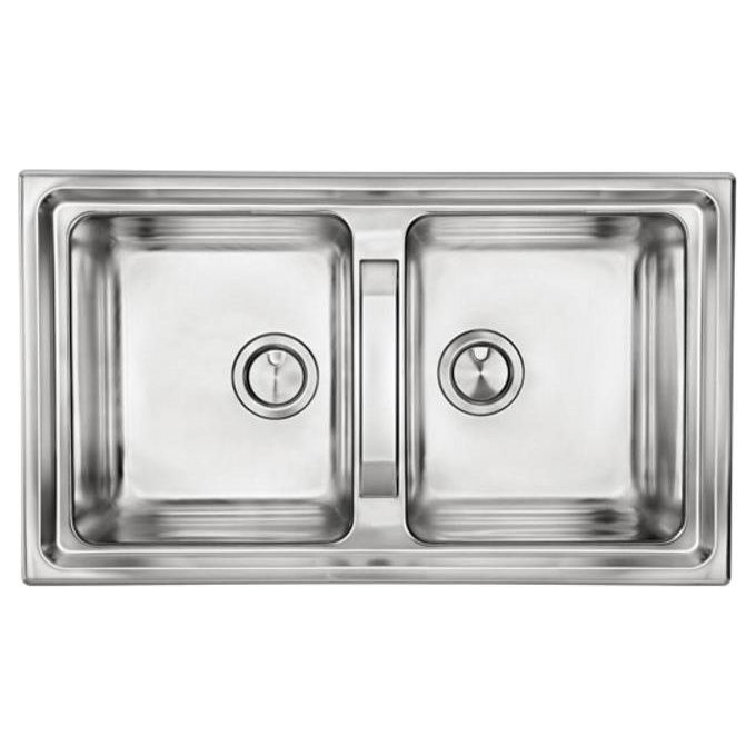 CM 015104RCSSP Serie Brando 3'' Lavello Acciaio inox satinato da incasso 2 Vasche Reversibile 86X50cm