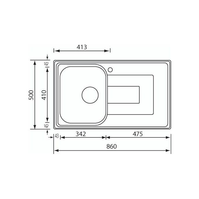 CM Lavello IX Como 3'' 86X50 1 vasca a sinistra