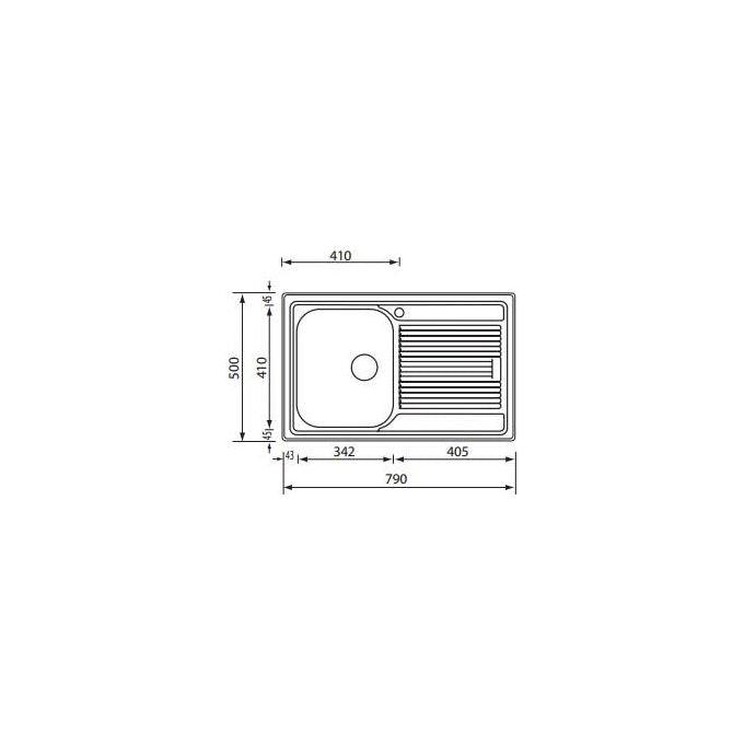 CM 011241DCSSX Zenith Lavello da Incasso 1 Vasca con Gocciolatoio a Sinistra Acciaio Inox Satinato colore Acciaio Inox