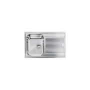 CM 011241-SCSSX Zenith Lavello da incasso 1 vasca sinistra con gocciolatoio destro in acciaio inox satinato (79x50x19 cm) colore Acciaio