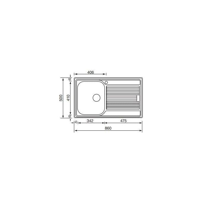 CM 011243DCSSX Serie Zenith 3'' Lavello Acciaio Inox Satinato da incasso Gocciolatoio a Sinistra 1 Vasca 86X50cm