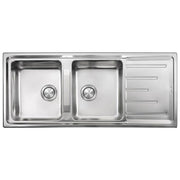 CM 015107RCSSP Serie Brando 3'' Lavello Acciaio inox satinato da incasso Gocciolatoio 2 Vasche Reversibile 116X50cm