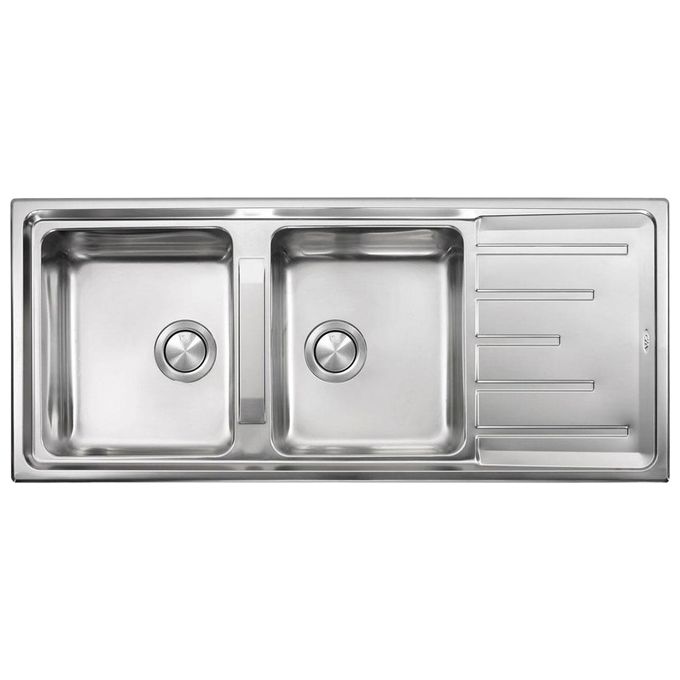 CM 015107RCSSP Serie Brando 3'' Lavello Acciaio inox satinato da incasso Gocciolatoio 2 Vasche Reversibile 116X50cm