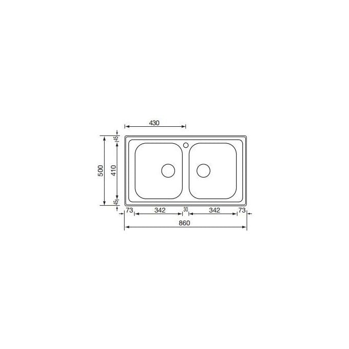 CM 011244XCSSX Serie Zenith 3'' Lavello Acciaio Inox Satinato da incasso 2 Vasche 86X50cm