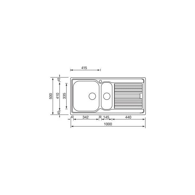 CM 011245DCSSP Serie Zenith 3'' Lavello Acciaio inox satinato da incasso Gocciolatoio a Sinsitra 1 vasca+vaschetta 100X50cm