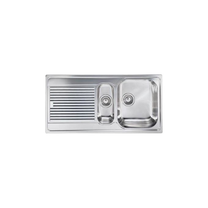 CM 011245DCSSP Serie Zenith 3'' Lavello Acciaio inox satinato da incasso Gocciolatoio a Sinsitra 1 vasca+vaschetta 100X50cm