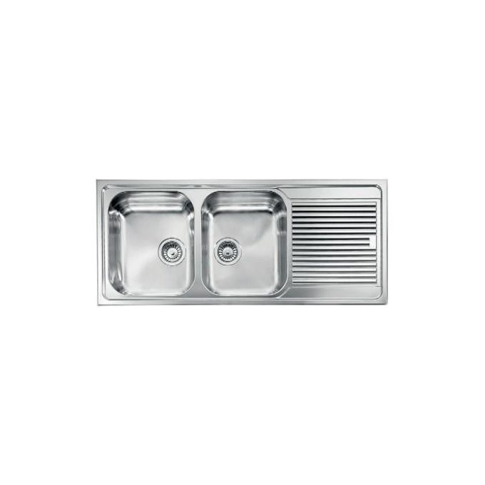 CM 011247SCSSX Zenith Lavello ad incasso 2 vasche con gocciolatoio a destra 116 x 50 cm acciaio inox colore Acciaio inox