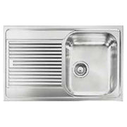 CM Zenith Plus 011251DCSSP - Lavello da incasso 1 vasca + gocciolatoio sinistro, Acciaio inox satinato, 79x50 cm, da incasso, Inox satinato