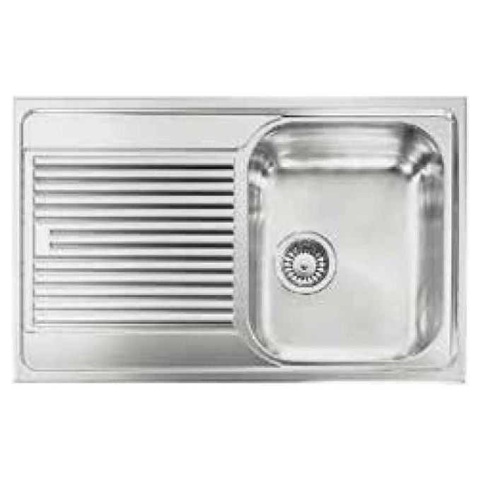 CM Zenith Plus 011251DCSSP - Lavello da incasso 1 vasca + gocciolatoio sinistro, Acciaio inox satinato, 79x50 cm, da incasso, Inox satinato