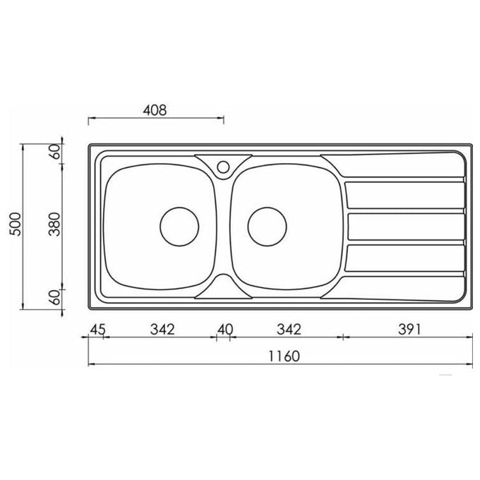 CM 015447DCSSX Lavello IX Universal 3'' 116X50 2 vasche a destra