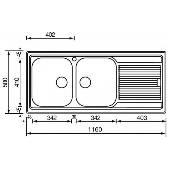 CM 011257SCSSP Lavello IX Zenith Plus 3'' 116X50 2 vasche a sinistra