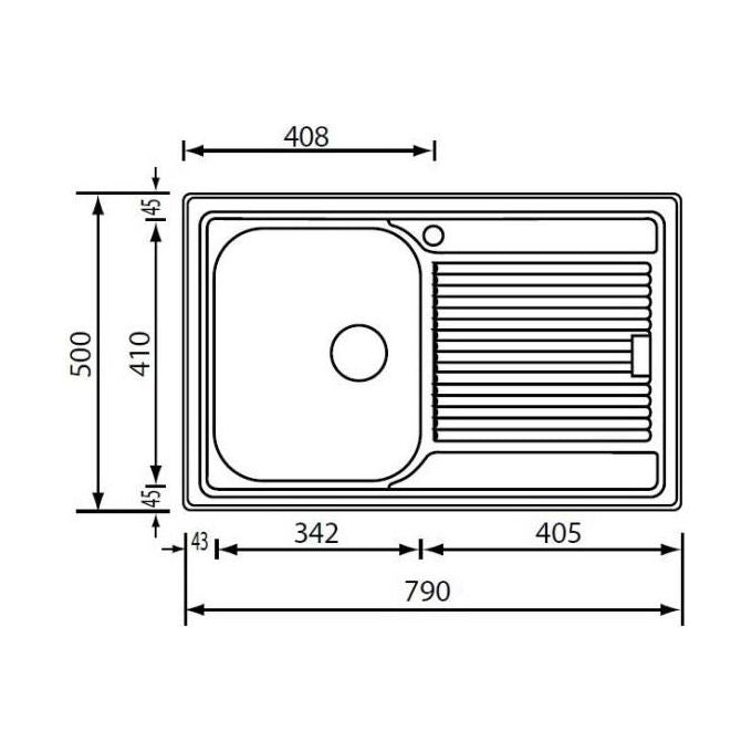 CM 011261DCSSP Lavello IX Zenith Plus 3'' 79X50 1 Vasca a destra