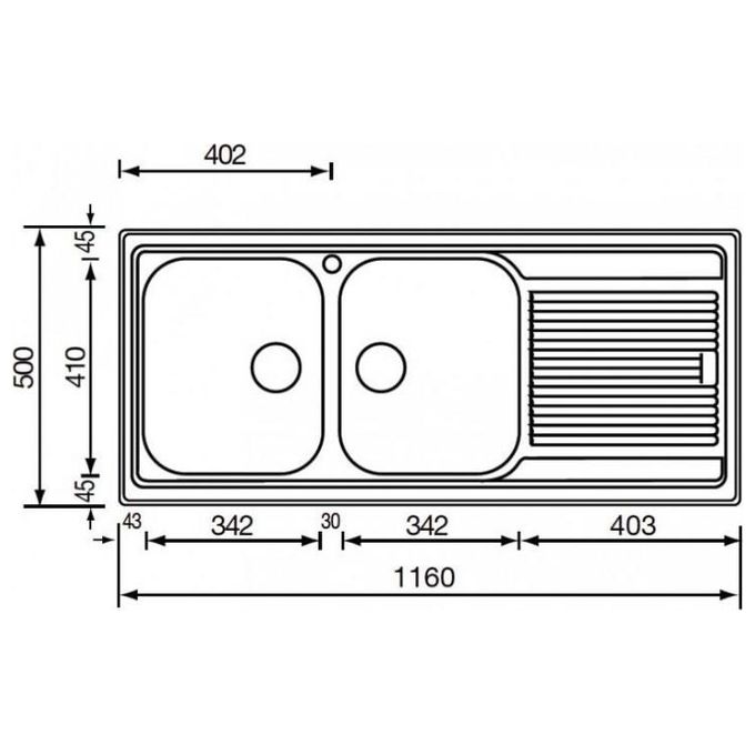 CM 011267DCSSP Lavello IX Zenith Plus 3'' 116X50 2 vasche a destra