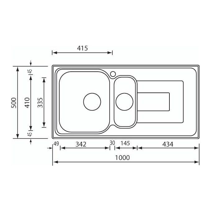 CM Lavello IX Como 3'' 100X50 2 vasche a sinistra