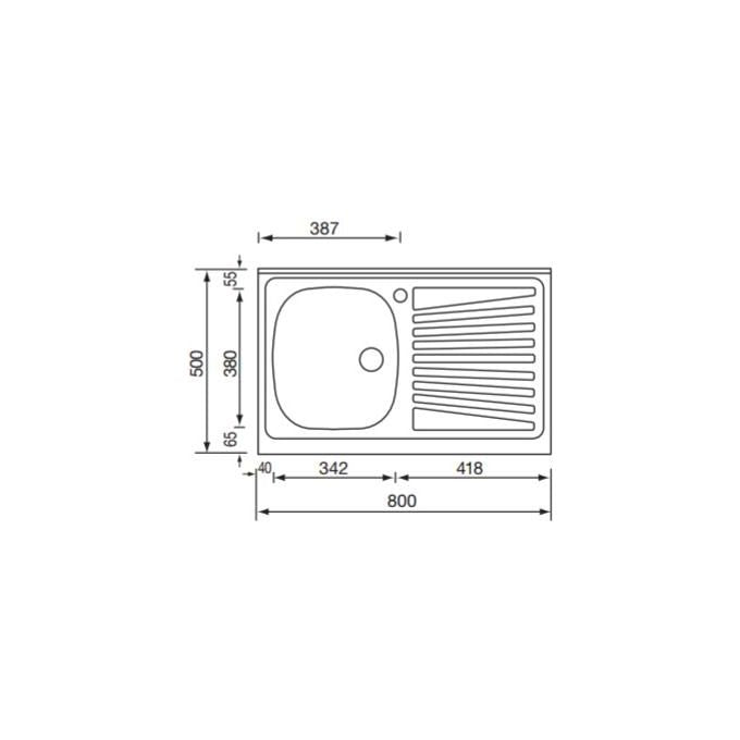 CM 031031DCSSX Serie IX Mondial Lavello da incasso 1 Vasca Acciaio Inox Prelucidato Gocciolatoio Sinistra 80x50 cm