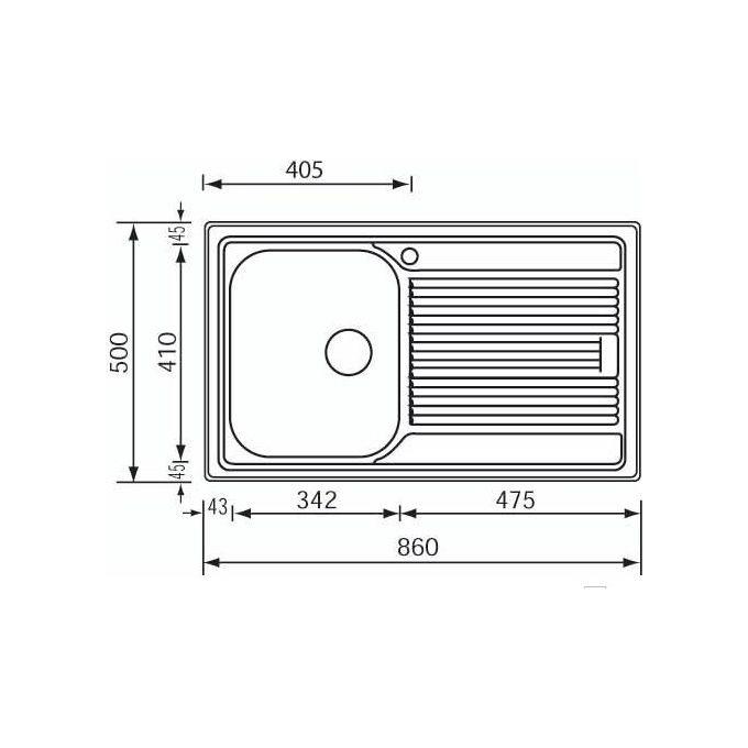 CM Lavello IX Zenith Plus 3'' 86X50 1 vasca a destra