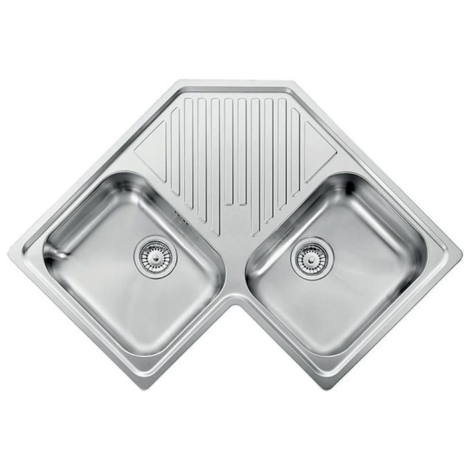 CM 011840XCSSP Serie Ilaria 3'' Lavello Acciaio Inox Satinato Angolare da incasso Gocciolatoio centrale 2 Vasche 83x83cm