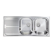 CM 010547DCSSX Serie Atlantic 3'' Lavello Acciaio Inox satinato da incasso Gocciolatoio a Sinistra 2 Vasche 116X50cm