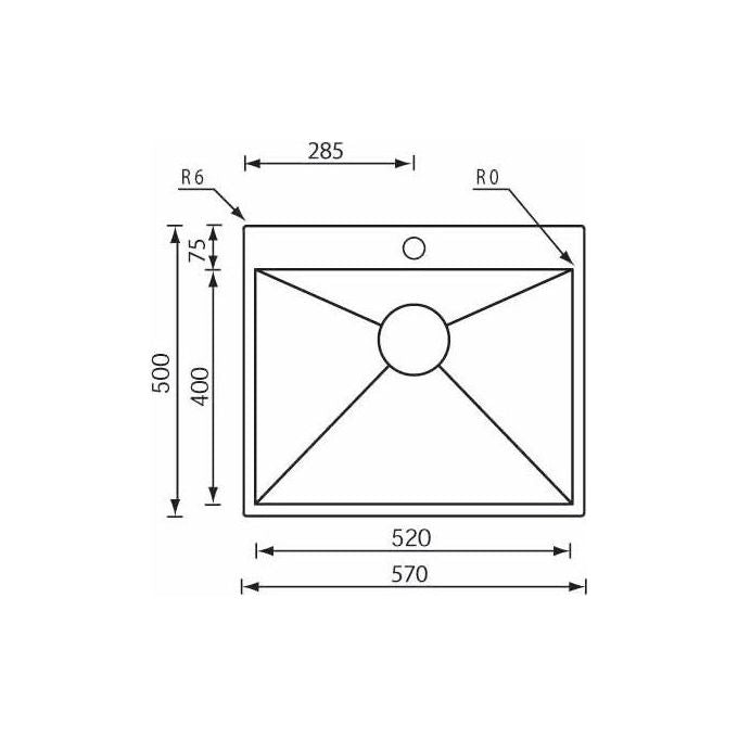 CM 012938XCSSP Filoquadra Mix Lavello da incasso 1 vasca acciaio inox satinato 57x50 cm colore Acciaio inox