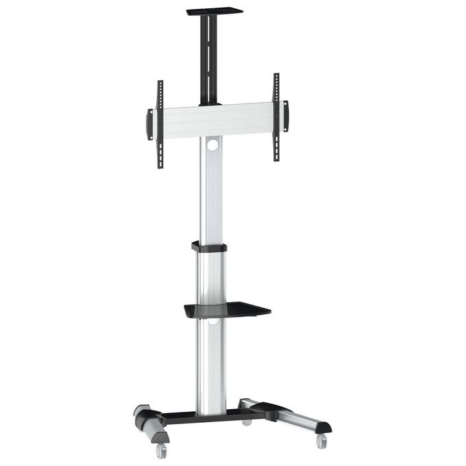 Equip 650602 Carrello LFD a rotazione a 90° con display singolo da 37-70'' Inclinazione -12 - 5° Altezza regolabile Rotelle bloccabili Gestione cavi colore Nero