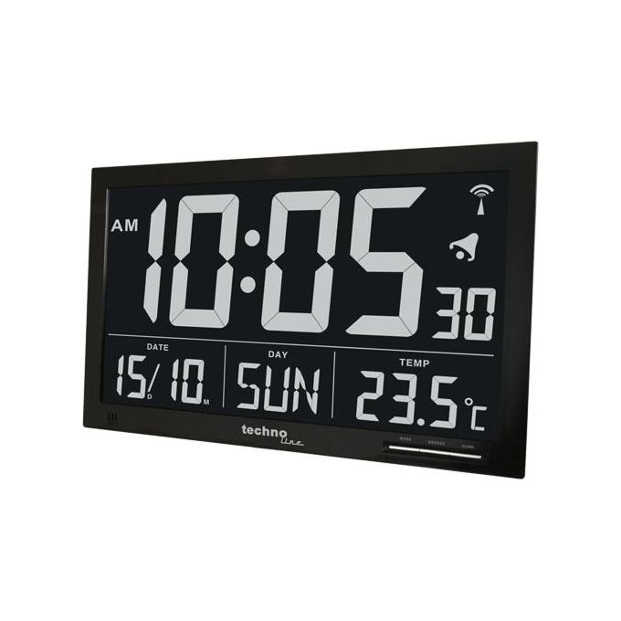 Technoline WS 8007 Orologio Radio da Parete Nero 36,8x2,9x22,8cm