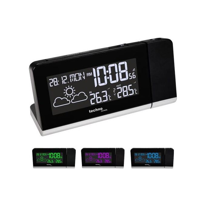 Technoline WT 539 Orologio da Tavolo Digitale Nero Rettangolare