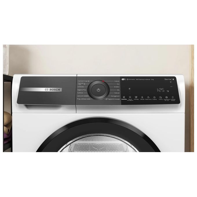 Bosch WQH245A0IT Serie 6 Asciugatrice Pompa di Calore 9 Kg Classe A SmartDry Home Connect AutoDry (84x60x60 cm) colore Bianco