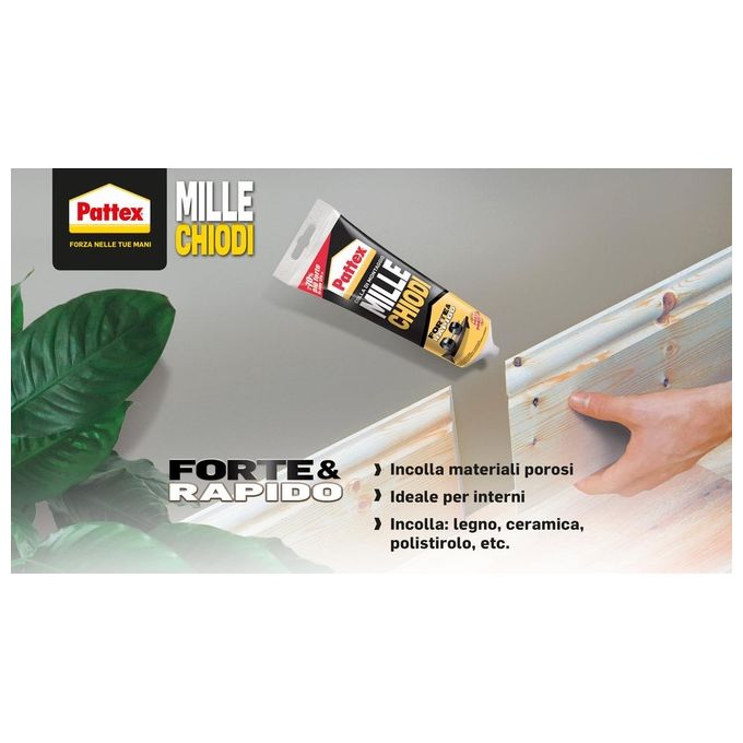Pattex MILLECHIODI FORTEandRAPIDO Colla di Montaggio Adesivo Universale 250 g colore Trasparente