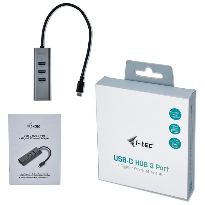 I-Tec Metal C31METALG3HUB Hub di Interfaccia Usb 3.2 Gen 2 Type-C 5000Mbit-s Grigio